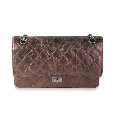 Chanel Bronze Metallic Quilted 2.55 Reissue 226 Bag Handbag fv