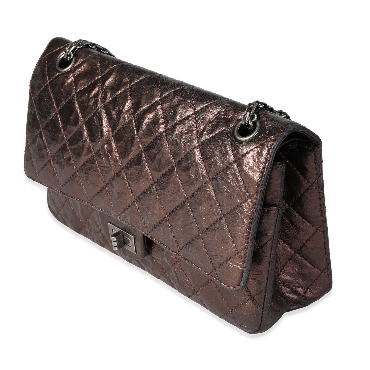 Chanel Bronze Metallic Quilted 2.55 Reissue 226 Bag Handbag sv