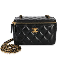 Chanel Black Quilted Shiny Lambskin CC Small Vanity Case With Chain Handbag id