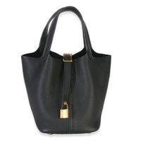 Hermès Black Clemence Picotin Lock 18 PHW Handbag fv