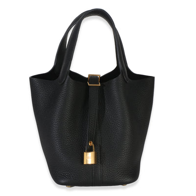 Hermès Black Clemence Picotin Lock 18 PHW Handbag id