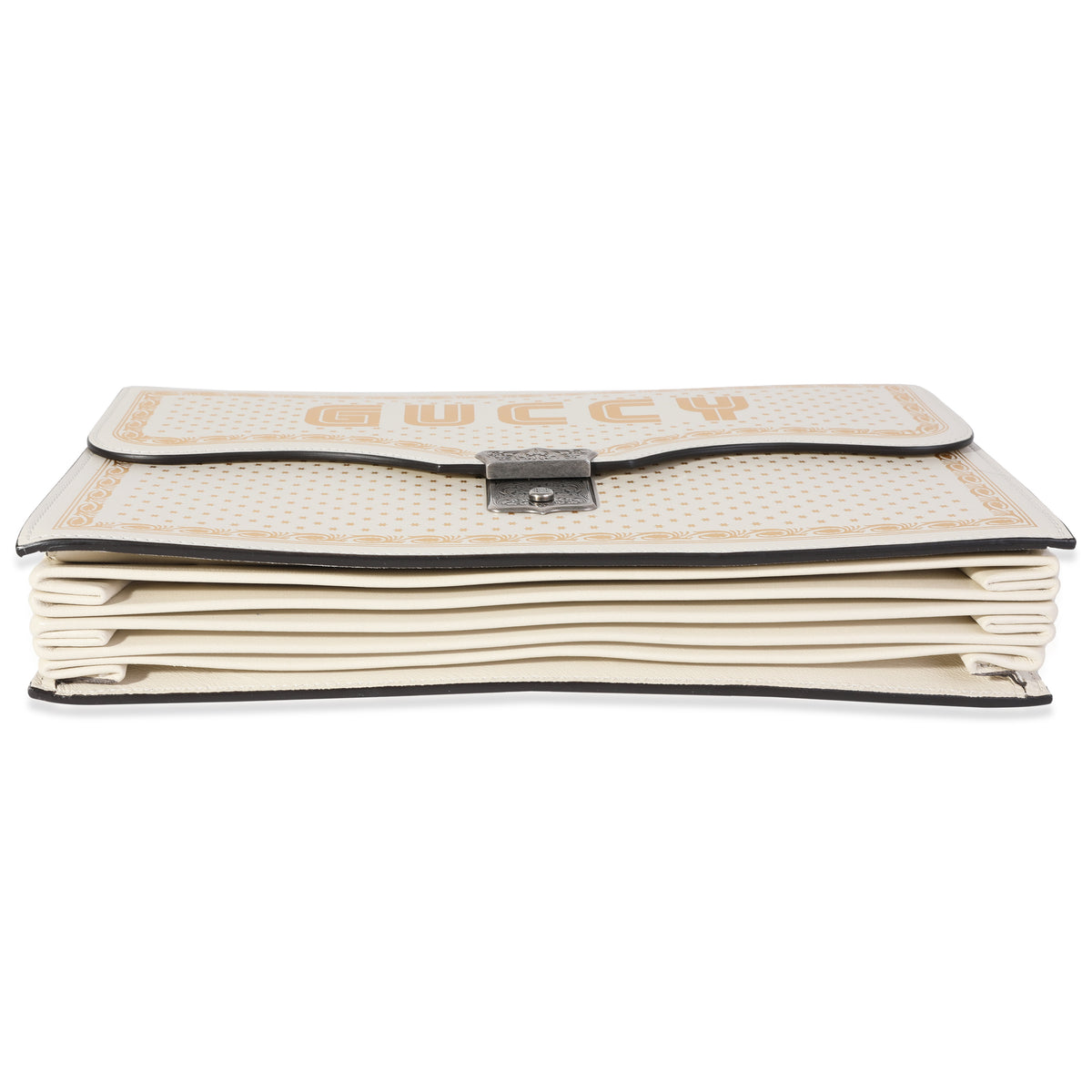 Gucci x Sega Mystic White Star Printed Calfskin GUCCY Portfolio Clutch Handbag stamp