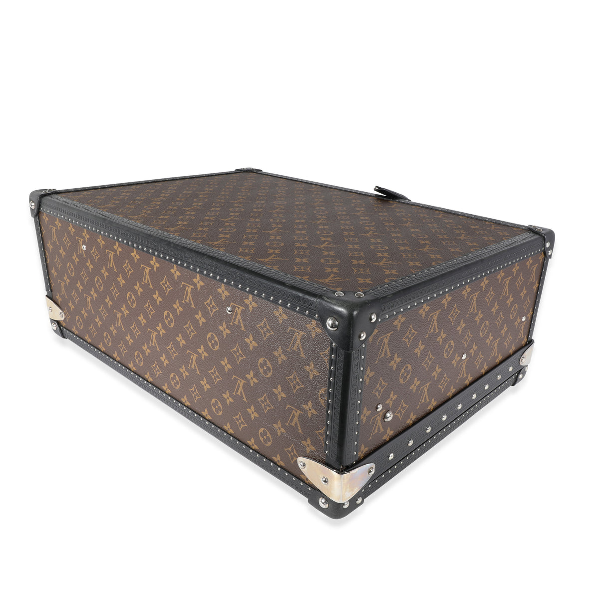 Louis Vuitton Monogram Macassar & Black Leather Alzer Trunk 60 Handbag clasp