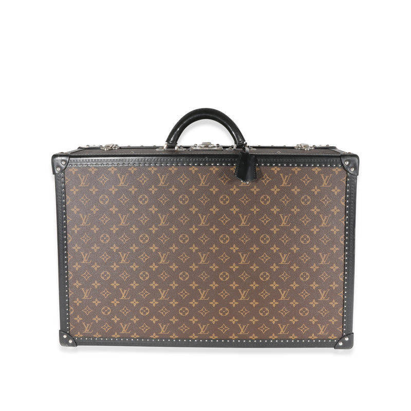 Louis Vuitton Monogram Macassar & Black Leather Alzer Trunk 60 Handbag fv