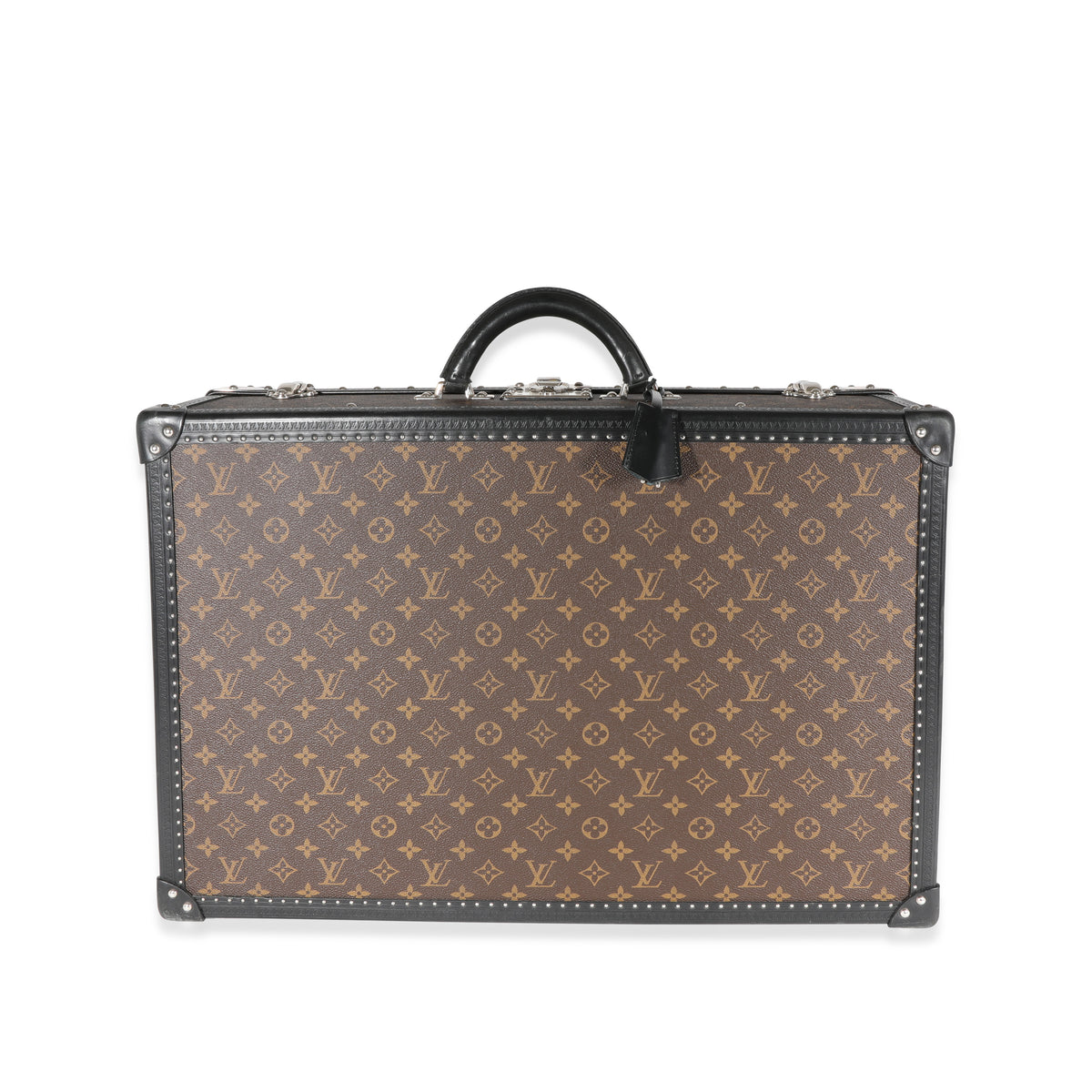 Louis Vuitton Monogram Macassar & Black Leather Alzer Trunk 60 Handbag fv