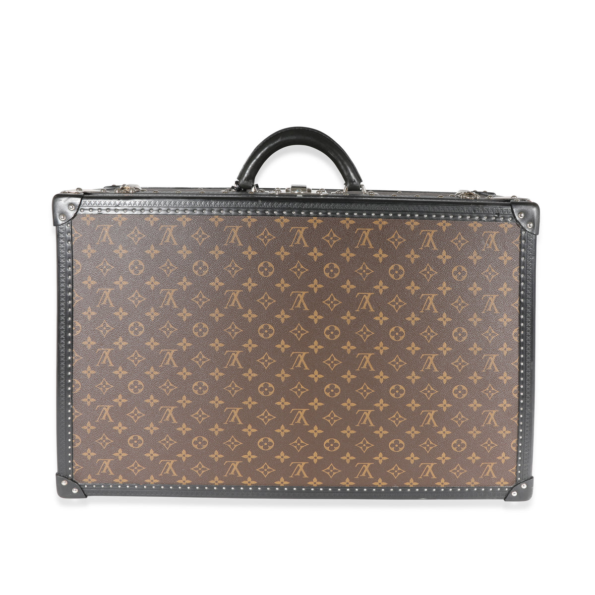 Louis Vuitton Monogram Macassar & Black Leather Alzer Trunk 60 Handbag pv