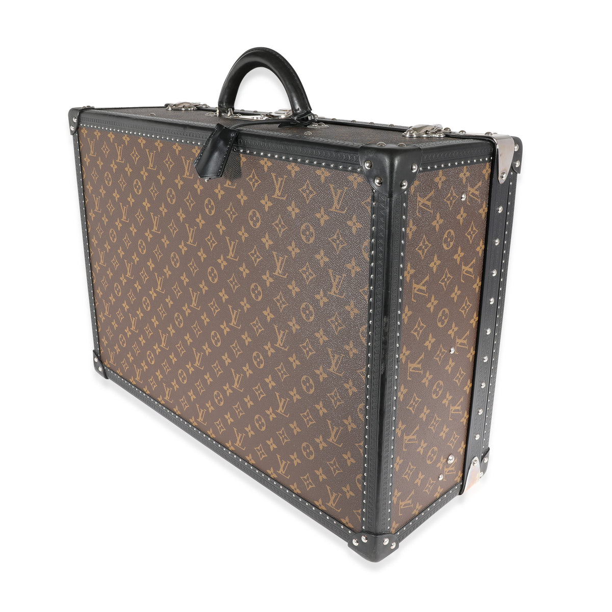 Louis Vuitton Monogram Macassar & Black Leather Alzer Trunk 60 Handbag sv