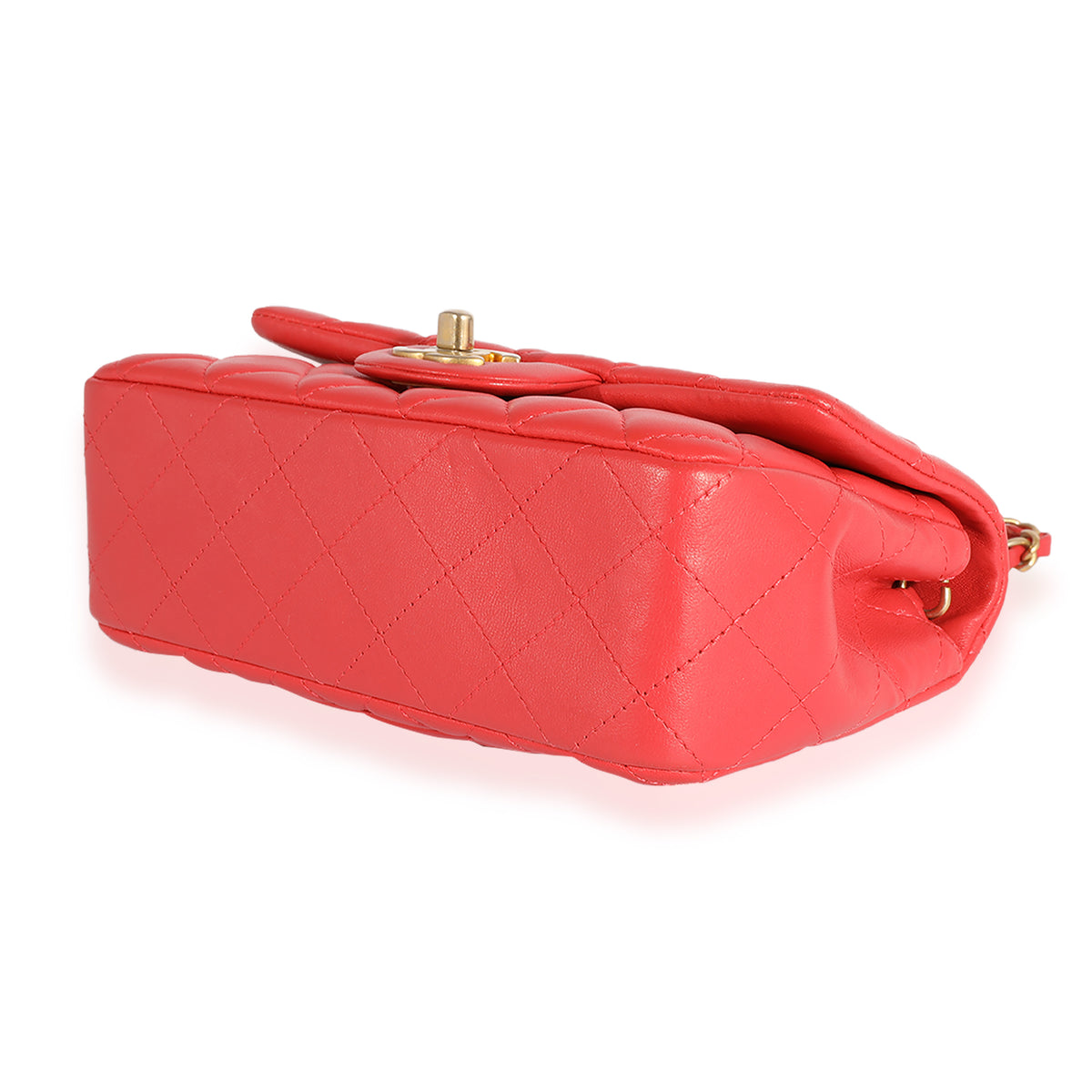 Chanel Coral Quilted Lambskin Mini Rectangular Classic Flap Bag Handbag box