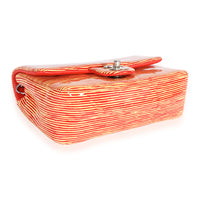 Chanel Red Striped Patent Mini Rectangular Classic Flap Bag Handbag clasp