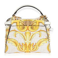 Fendi x Versace Fendace Gold Baroque & White FF Motif Mini Peekaboo Handbag fv
