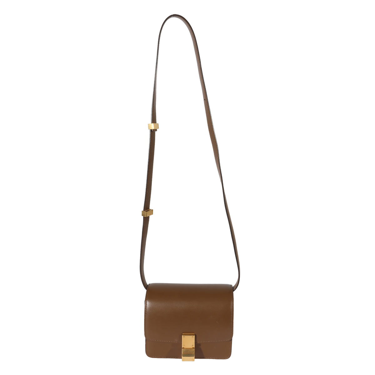 Celine Brown Smooth Leather Small Box Bag Handbag bv