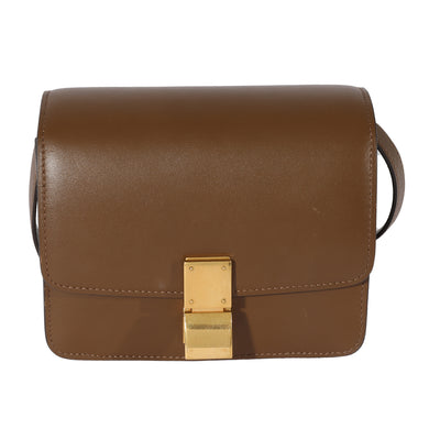 Celine Brown Smooth Leather Small Box Bag Handbag fv