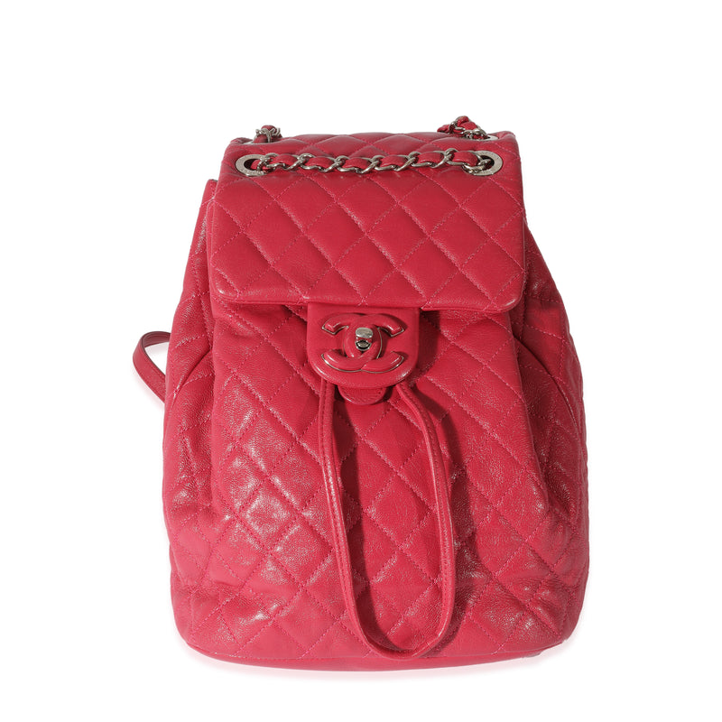 Chanel Red Quilted Calfskin Medium Covered CC Drawstring Backpack Handbag