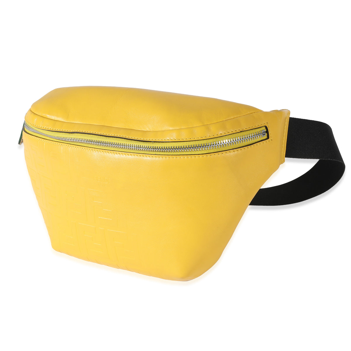 Fendi Yellow Calfskin FF 1974 Embossed Belt Bag Handbag 2