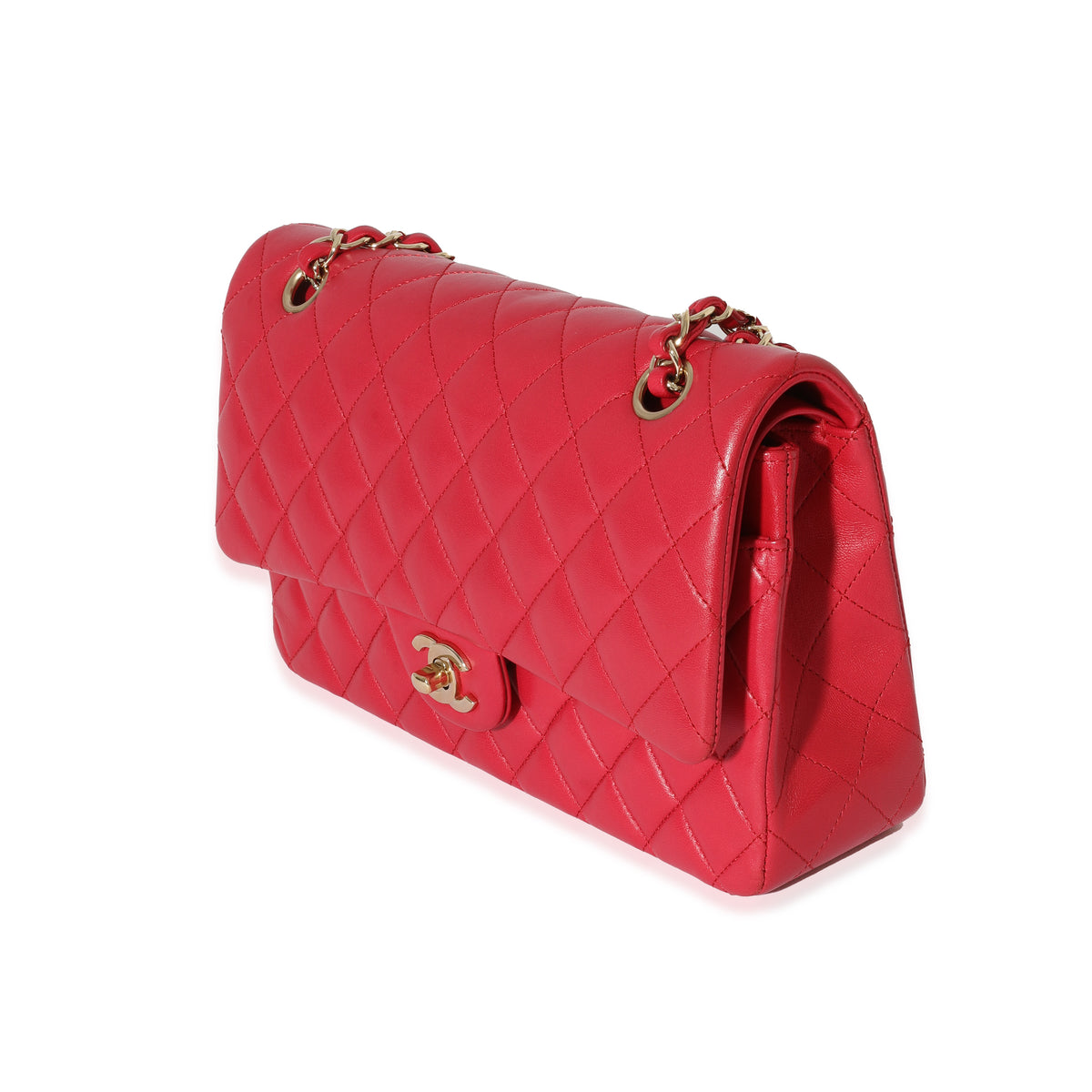 Chanel Dark Pink Quilted Lambskin Medium Classic Double Flap Bag Handbag 2
