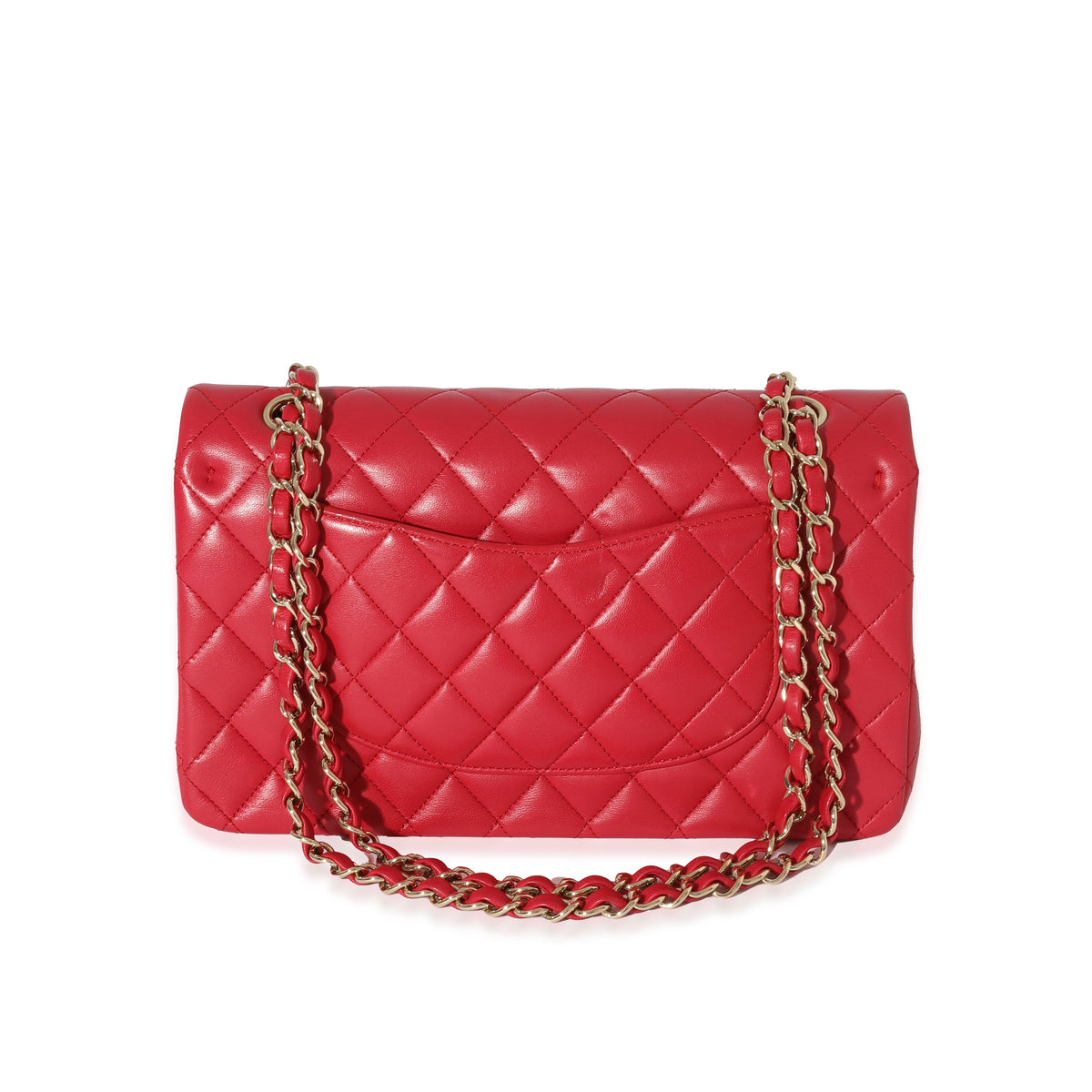 Chanel Dark Pink Quilted Lambskin Medium Classic Double Flap Bag Handbag pv
