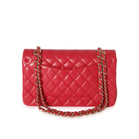 Chanel Dark Pink Quilted Lambskin Medium Classic Double Flap Bag Handbag pv