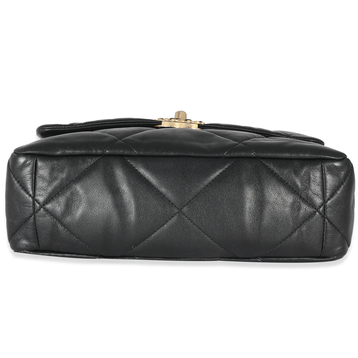 Chanel Black Shiny Lambskin Large  19 Flap Bag Handbag stamp