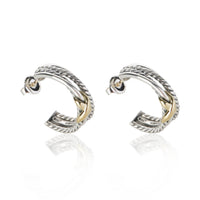 David Yurman Yellow Gold & Sterling Silver Crossover X Hoop Earrings 2