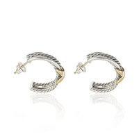 David Yurman Yellow Gold & Sterling Silver Crossover X Hoop Earrings 3