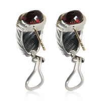 David Yurman Yellow Gold & Sterling Silver Garnet and Diamond Shrimp Earrings 3