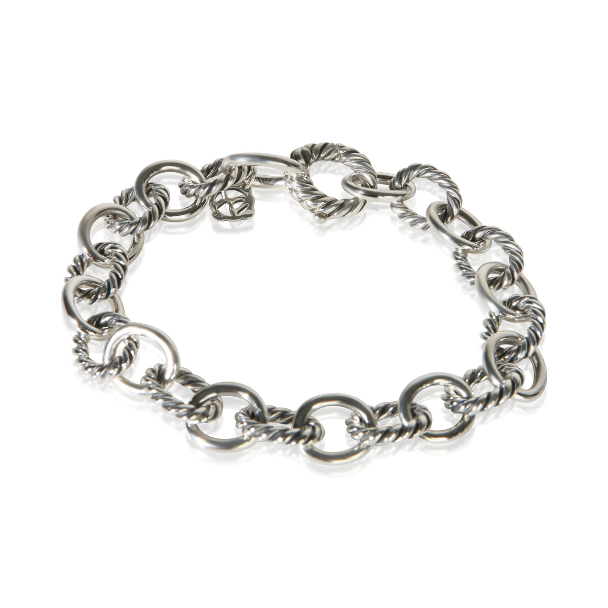 David Yurman Sterling Silver Oval Link Bracelet fv