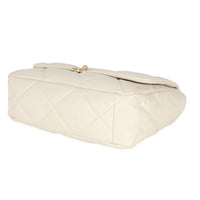 Chanel Ivory Shiny Quilted Lambskin Maxi  19 Flap Bag Handbag box