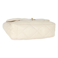 Chanel Ivory Shiny Quilted Lambskin Maxi  19 Flap Bag Handbag clasp
