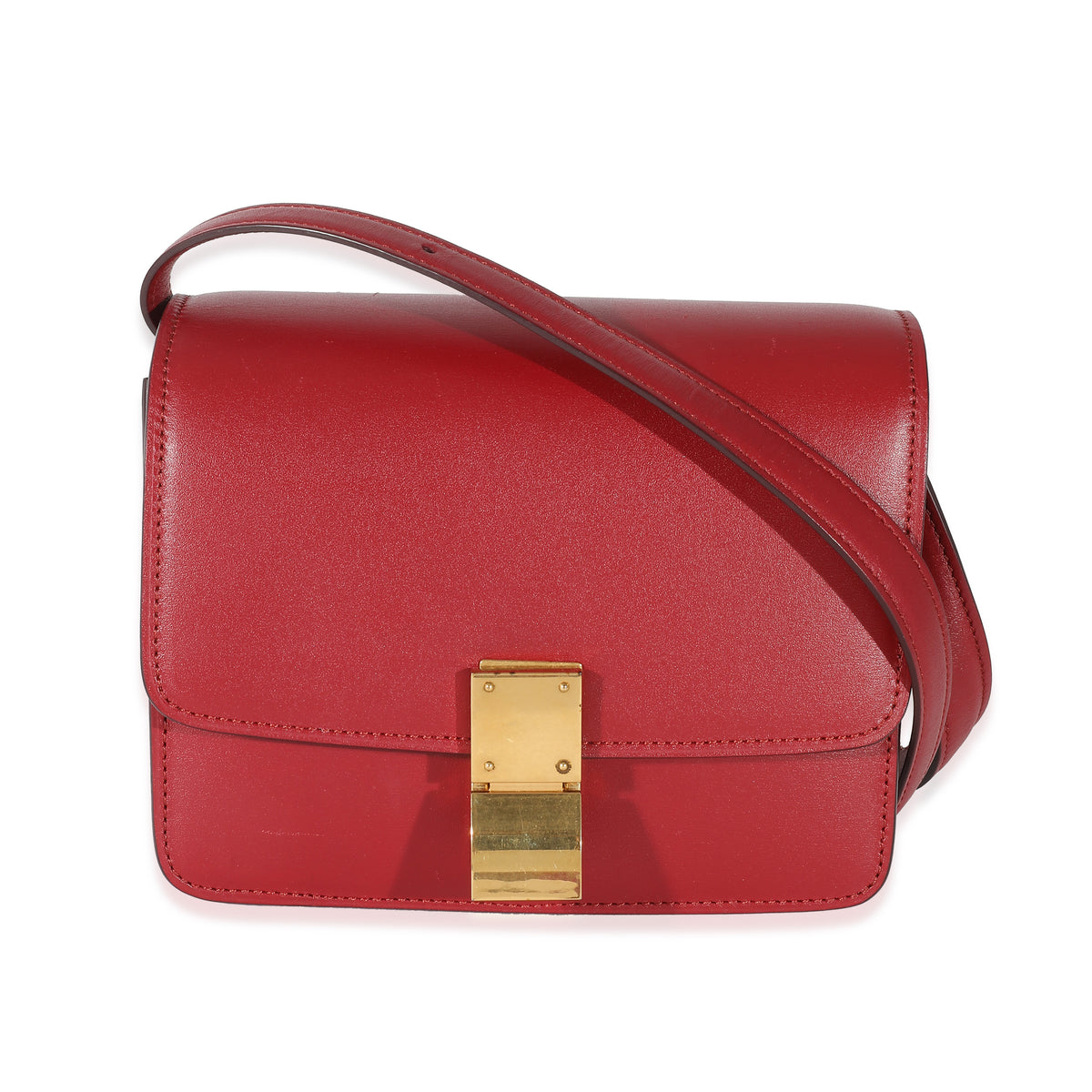 Celine Red Smooth Calfskin Small Classic Box Bag Handbag