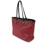 Chanel Burgundy Quilted Caviar Fever Tote Handbag sv