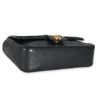 Chanel Navy Black Quilted Lambskin Medium Elegant CC Flap Bag Handbag clasp