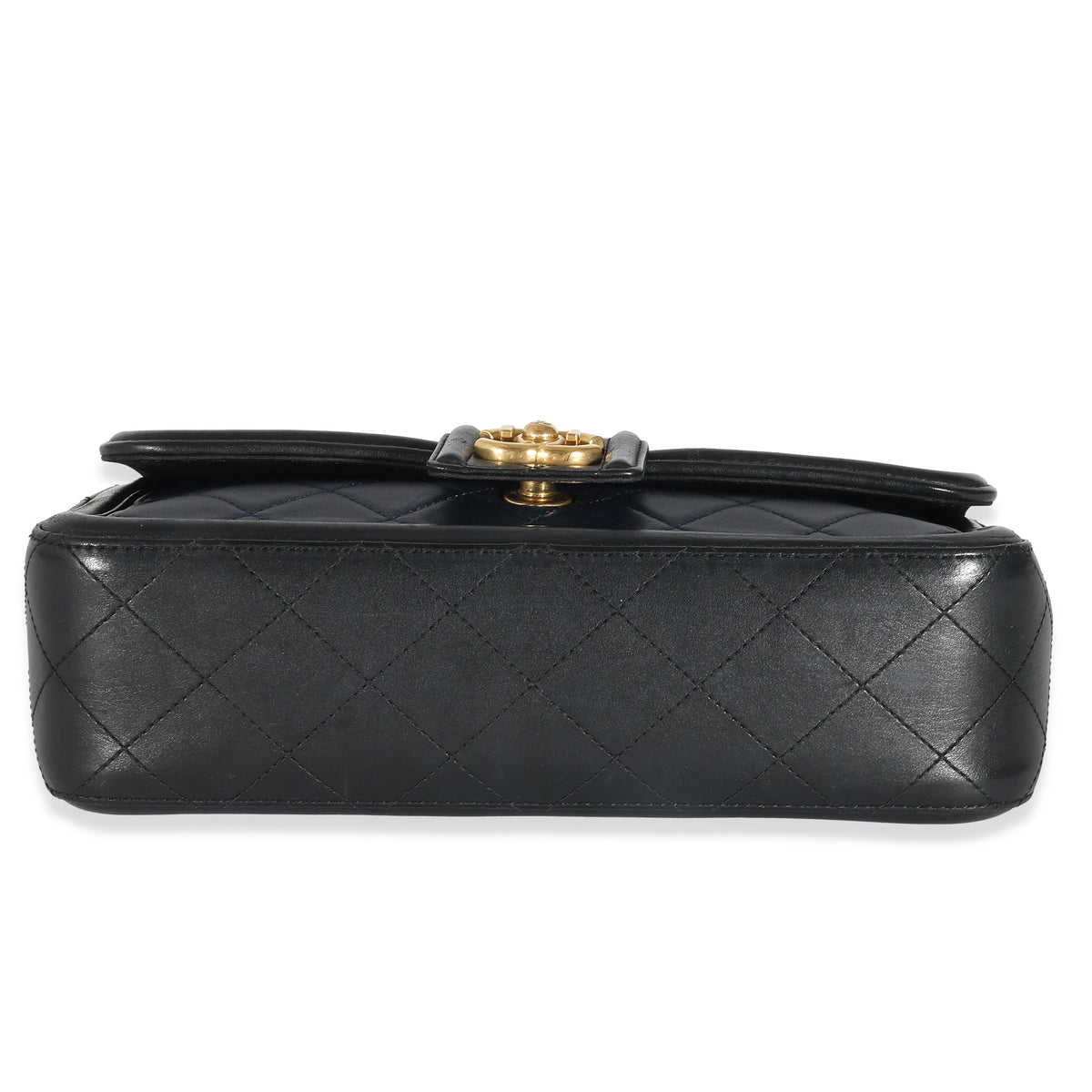 Chanel Navy Black Quilted Lambskin Medium Elegant CC Flap Bag Handbag stamp