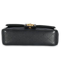 Chanel Navy Black Quilted Lambskin Medium Elegant CC Flap Bag Handbag stamp