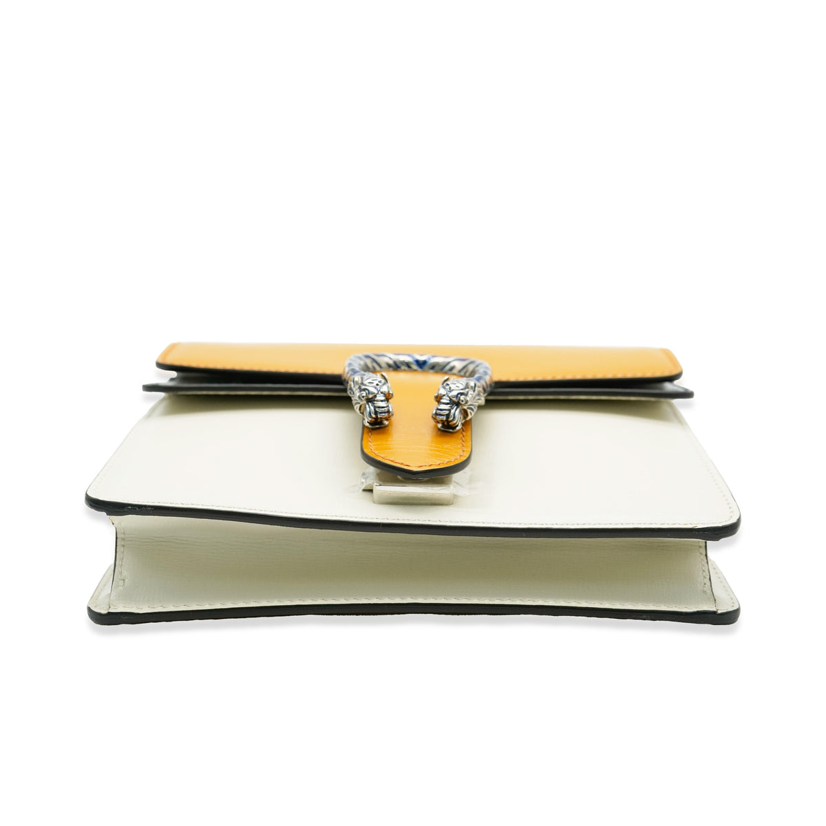 Gucci Yellow Beige Navy Tricolour Leather Mini Dionysus Handbag clasp