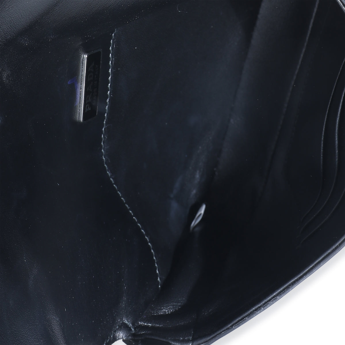 Prada Black Brushed Leather Shoulder Bag Handbag bv