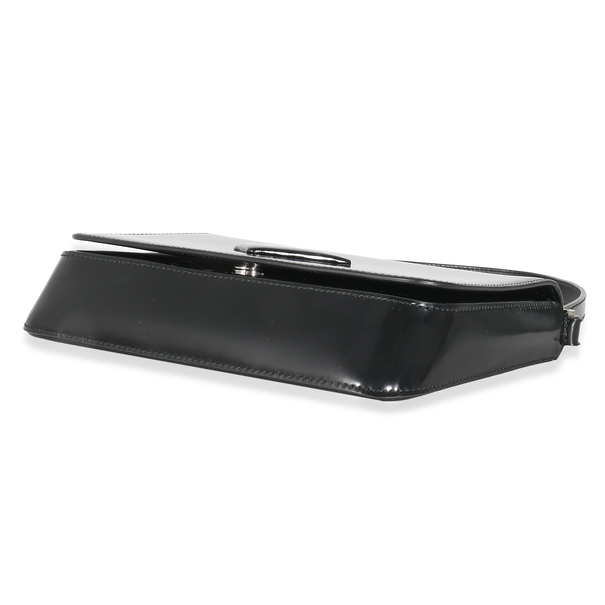 Prada Black Brushed Leather Shoulder Bag Handbag clasp