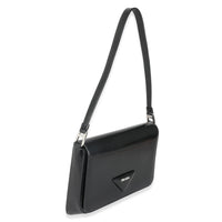 Prada Black Brushed Leather Shoulder Bag Handbag pv