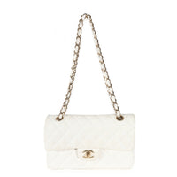 Chanel White Quilted Caviar Small Classic Double Flap Handbag Handbag bv