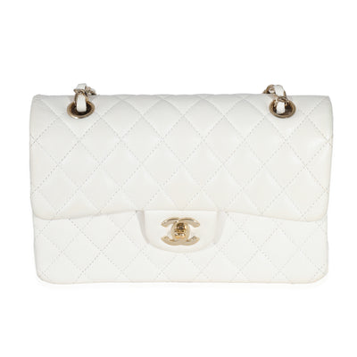 Chanel White Quilted Caviar Small Classic Double Flap Handbag Handbag fv