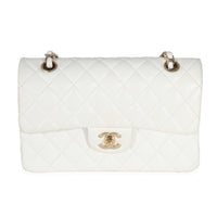 Chanel White Quilted Caviar Small Classic Double Flap Handbag Handbag fv