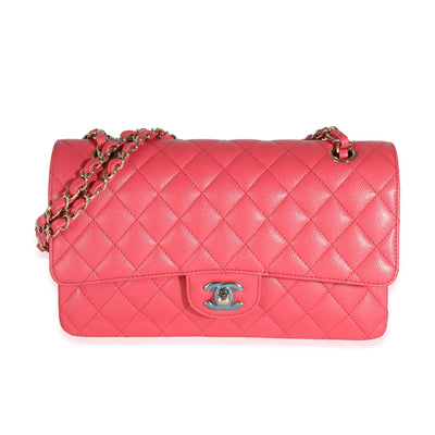 Chanel Dark Pink Quilted Caviar Medium Classic Double Flap Bag Handbag fv