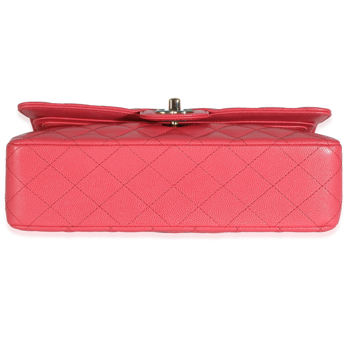 Chanel Dark Pink Quilted Caviar Medium Classic Double Flap Bag Handbag stamp