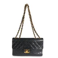 Chanel Vintage 24K Black Quilted Lambskin Maxi XL Flap Bag Handbag av