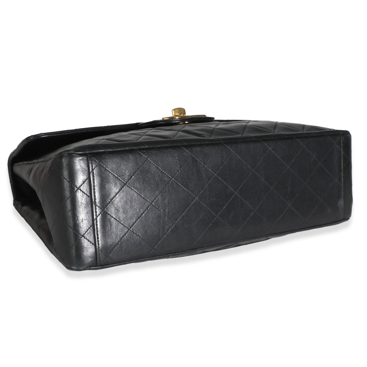 Chanel Vintage 24K Black Quilted Lambskin Maxi XL Flap Bag Handbag bv