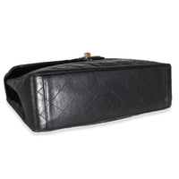 Chanel Vintage 24K Black Quilted Lambskin Maxi XL Flap Bag Handbag bv