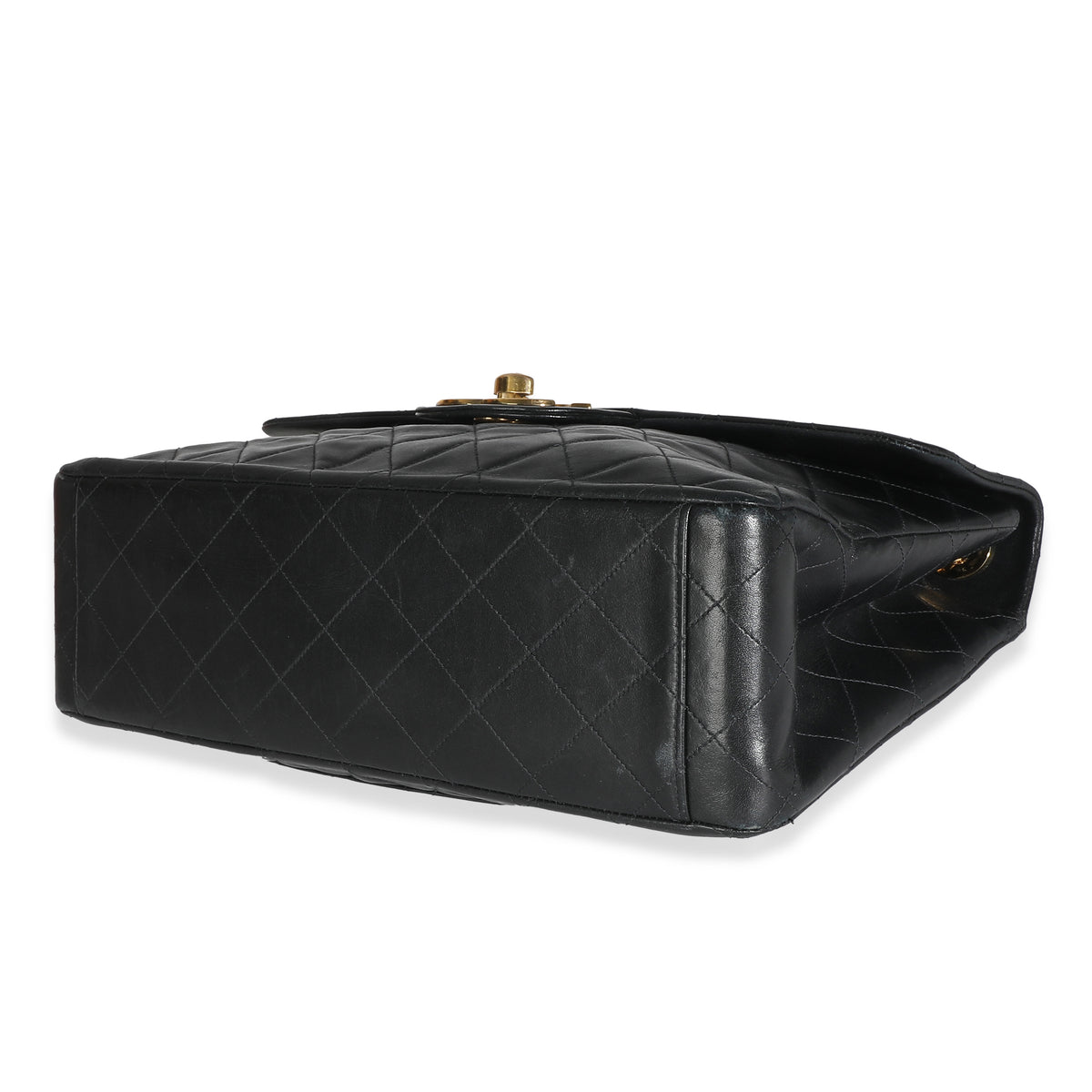 Chanel Vintage 24K Black Quilted Lambskin Maxi XL Flap Bag Handbag clasp