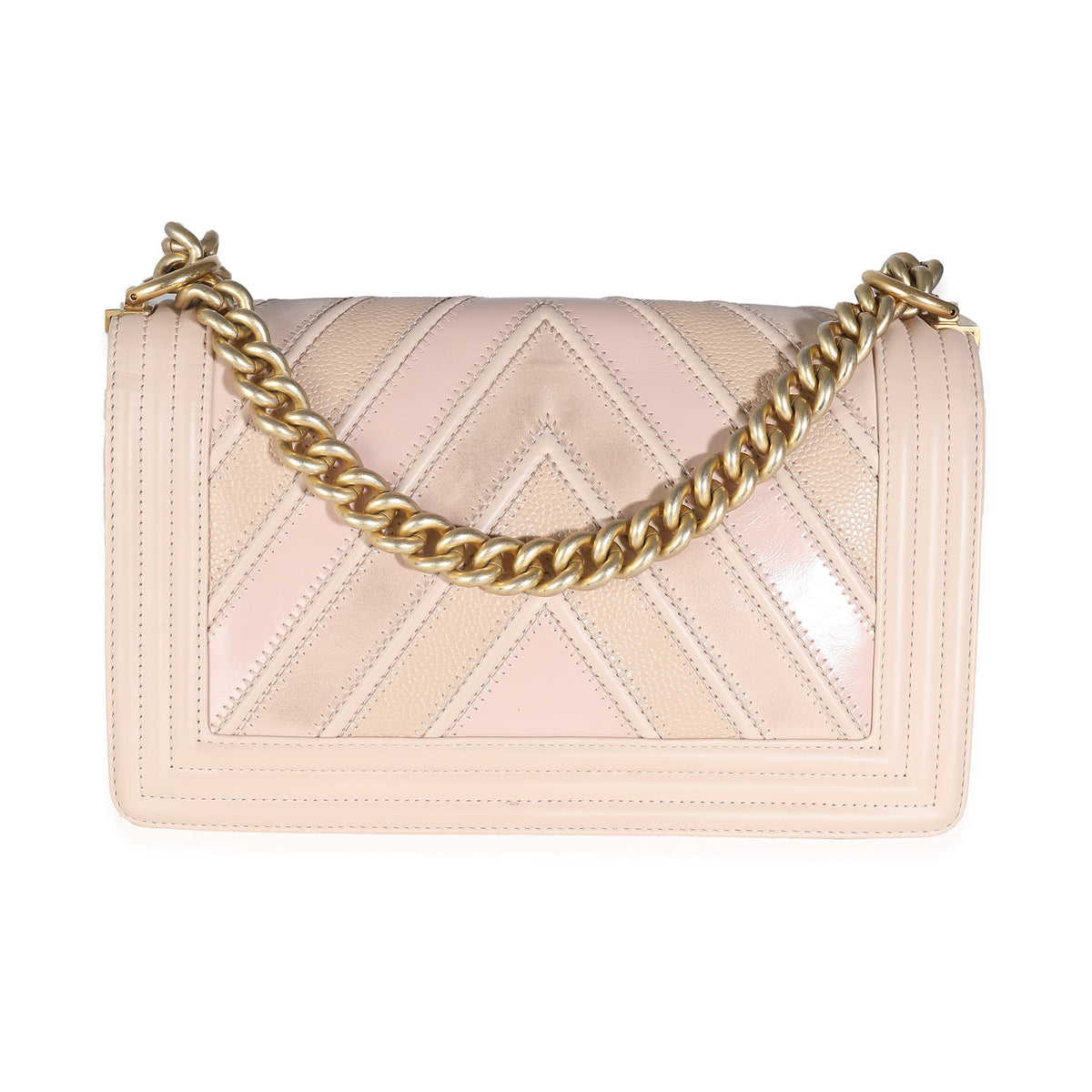 Chanel Beige Caviar Suede Calfskin Chevron Medium Boy Handbag Handbag stamp