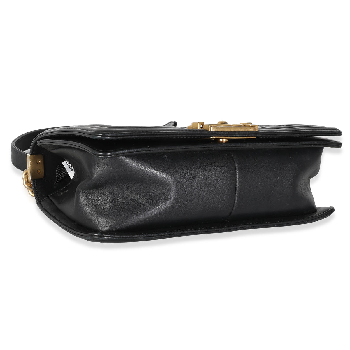 Chanel Black Calfskin Caviar In The Mix Chevron Old Medium Boy Handbag Handbag clasp