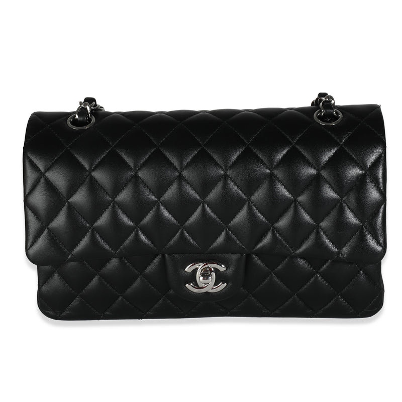 Chanel Black Quilted Lambskin Medium Classic Double Flap Bag Handbag fv