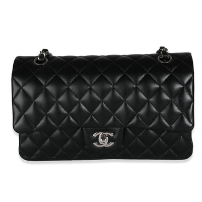 Chanel Black Quilted Lambskin Medium Classic Double Flap Bag Handbag fv